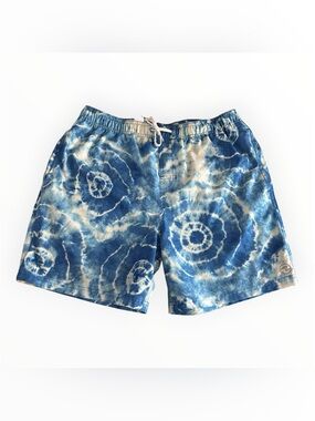 Ocean Current Men’s Blue and White Tie-Dye Swim Shorts | Size L